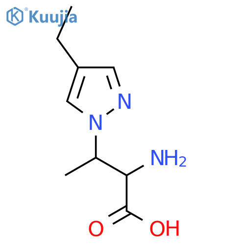 2-amino-3-(4-ethyl-1H-pyrazol-1-yl)butanoic acid structure
