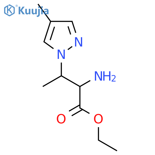 ethyl 2-amino-3-(4-methyl-1H-pyrazol-1-yl)butanoate structure