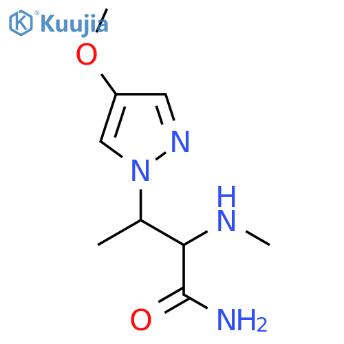 3-(4-methoxy-1H-pyrazol-1-yl)-2-(methylamino)butanamide structure