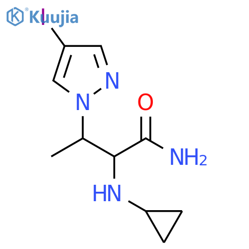 2-(cyclopropylamino)-3-(4-iodo-1H-pyrazol-1-yl)butanamide structure