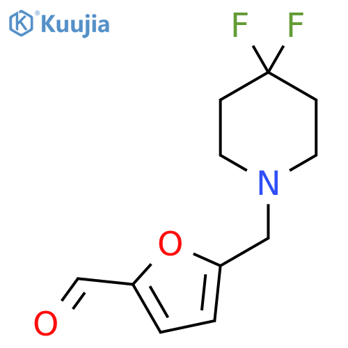 5-(4,4-difluoropiperidin-1-yl)methylfuran-2-carbaldehyde structure
