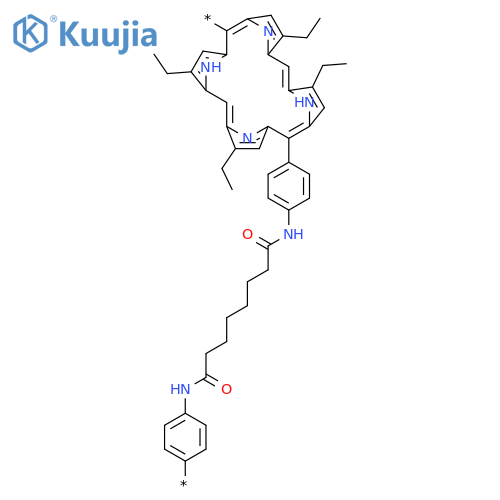 Poly[(2,8,12,18-tetraethyl-21H,23H-porphine-5,15-diyl)-1,4-phenyleneimino(1,8-dioxo-1,8-octanediyl)imino-1,4-phenylene] structure