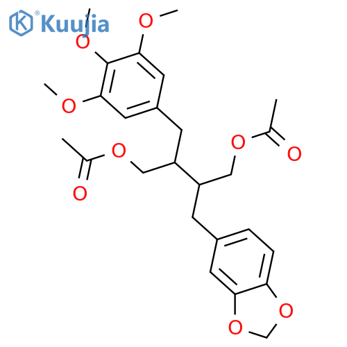 8,8'-Lignan-3,3',4,4',5,9,9'-heptol; (8R,8'R)-form, 3',4'-Methylene, 3,4,5-tri-Me ether, 9,9'-di-Ac structure