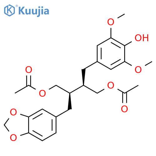 1,4-Butanediol, 2-(1,3-benzodioxol-5-ylmethyl)-3-[(4-hydroxy-3,5-dimethoxyphenyl)methyl]-, 1,4-diacetate, (2R,3R)- structure