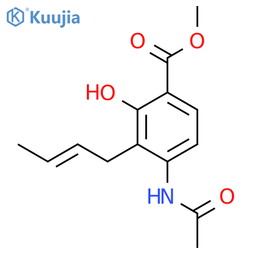 Benzoic acid, 4-(acetylamino)-3-(2-butenyl)-2-hydroxy-, methyl ester structure