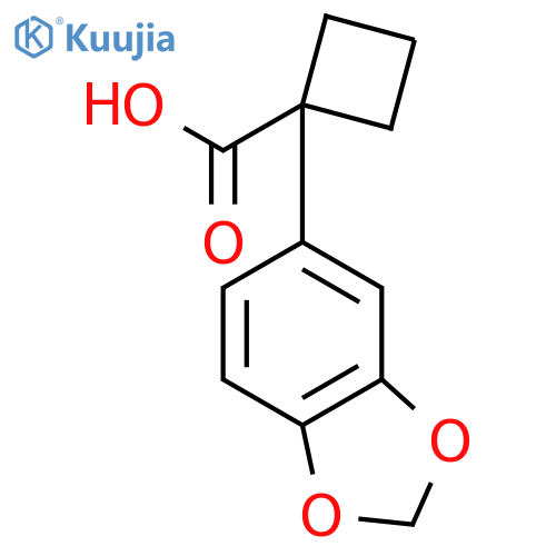 1-(1,3-dioxaindan-5-yl)cyclobutane-1-carboxylic acid structure