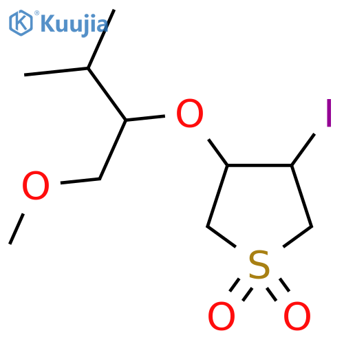 3-iodo-4-(1-methoxy-3-methylbutan-2-yl)oxy-1lambda6-thiolane-1,1-dione structure