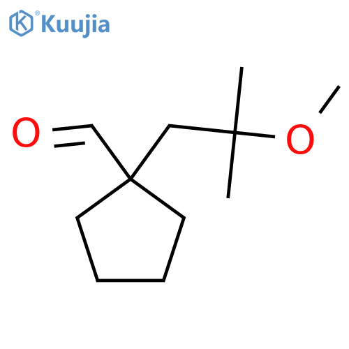 1-(2-methoxy-2-methylpropyl)cyclopentane-1-carbaldehyde structure