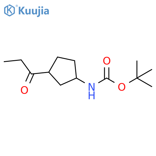Carbamic acid, N-[3-(1-oxopropyl)cyclopentyl]-, 1,1-dimethylethyl ester structure