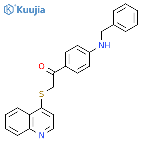 Ethanone, 1-[4-[(phenylmethyl)amino]phenyl]-2-(4-quinolinylthio)- structure