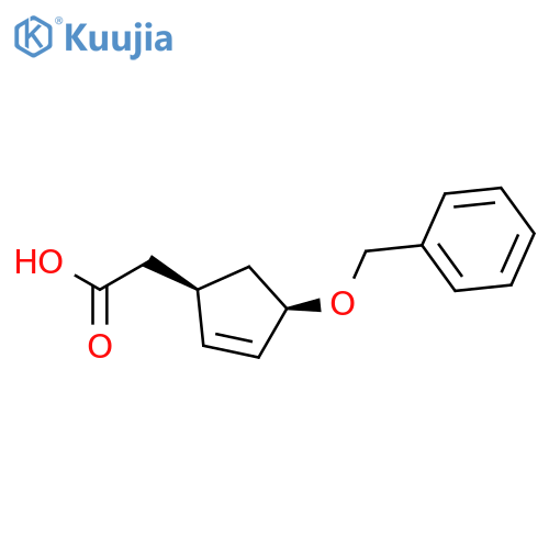 2-Cyclopentene-1-acetic acid, 4-(phenylmethoxy)-, cis- structure
