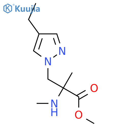 methyl 3-(4-ethyl-1H-pyrazol-1-yl)-2-methyl-2-(methylamino)propanoate structure