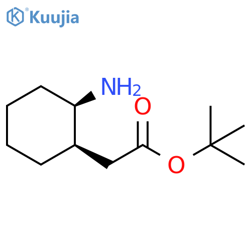 Cyclohexaneacetic acid, 2-amino-, 1,1-dimethylethyl ester, (1R,2R)-rel- structure