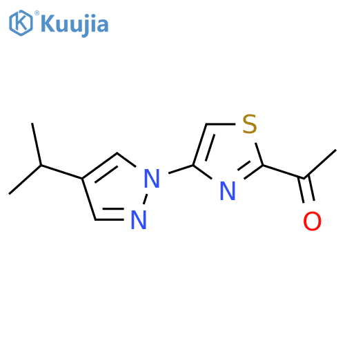 1-{4-4-(propan-2-yl)-1H-pyrazol-1-yl-1,3-thiazol-2-yl}ethan-1-one structure
