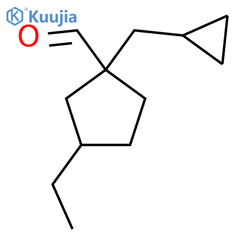 1-(Cyclopropylmethyl)-3-ethylcyclopentane-1-carbaldehyde structure