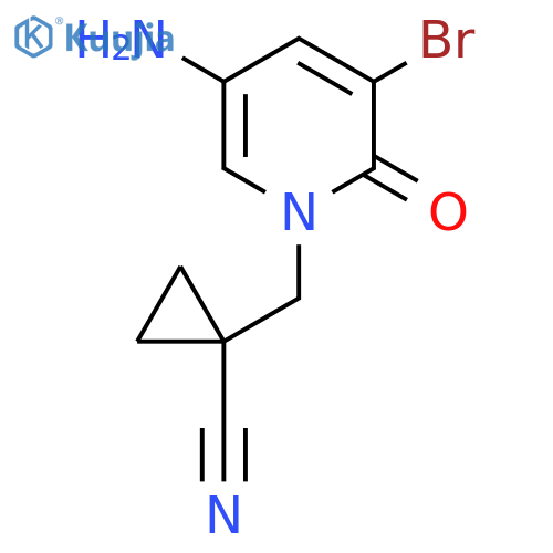 1-(5-amino-3-bromo-2-oxo-1,2-dihydropyridin-1-yl)methylcyclopropane-1-carbonitrile structure
