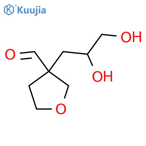 3-(2,3-dihydroxypropyl)oxolane-3-carbaldehyde structure