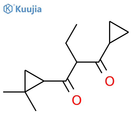 1-cyclopropyl-3-(2,2-dimethylcyclopropyl)-2-ethylpropane-1,3-dione structure