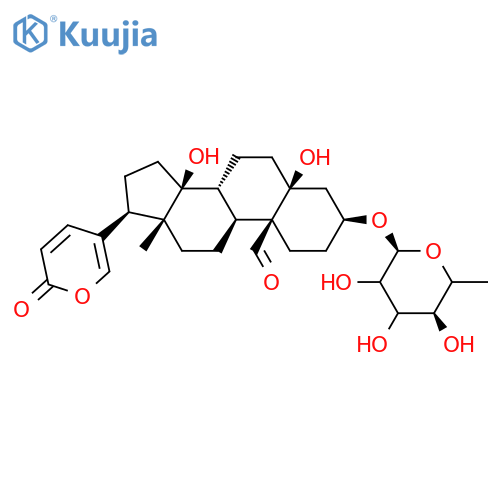 (3β,5β,8ξ,9ξ)-3-[(6-Deoxy-α-D-glycero-hexopyranosyl)oxy]-5,14-dihydroxy-19-oxobufa-20,22-dienolide structure