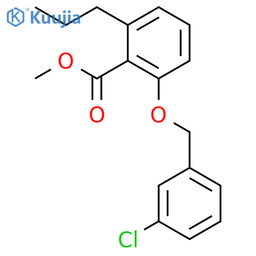Benzoic acid, 2-[(3-chlorophenyl)methoxy]-6-propyl-, methyl ester structure