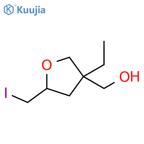 3-ethyl-5-(iodomethyl)oxolan-3-ylmethanol structure