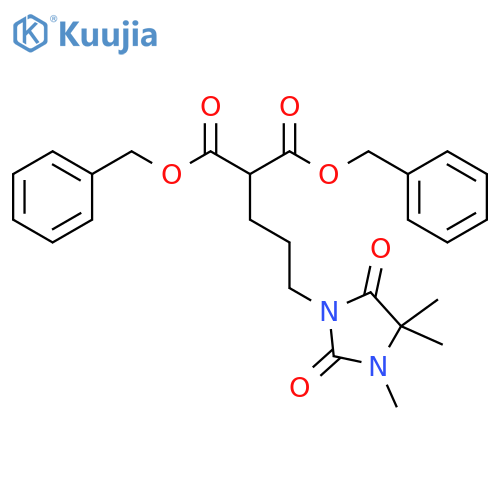 Propanedioic acid, 2-[3-(3,4,4-trimethyl-2,5-dioxo-1-imidazolidinyl)propyl]-, 1,3-bis(phenylmethyl) ester structure