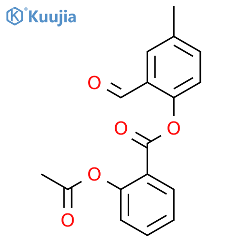 Benzoic acid, 2-(acetyloxy)-, 2-formyl-4-methylphenyl ester structure