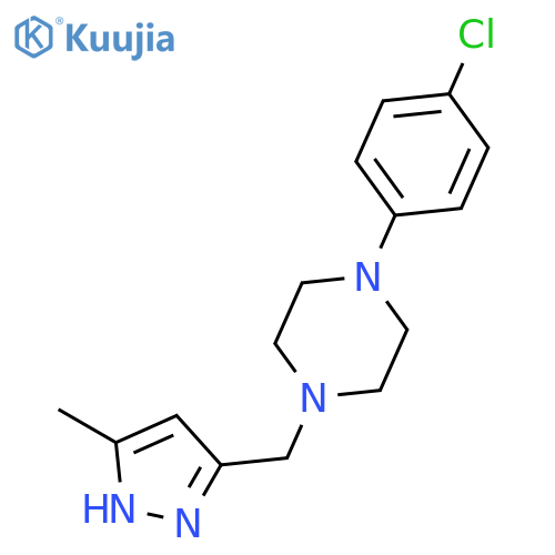 Piperazine, 1-(4-chlorophenyl)-4-[(5-methyl-1H-pyrazol-3-yl)methyl]- structure