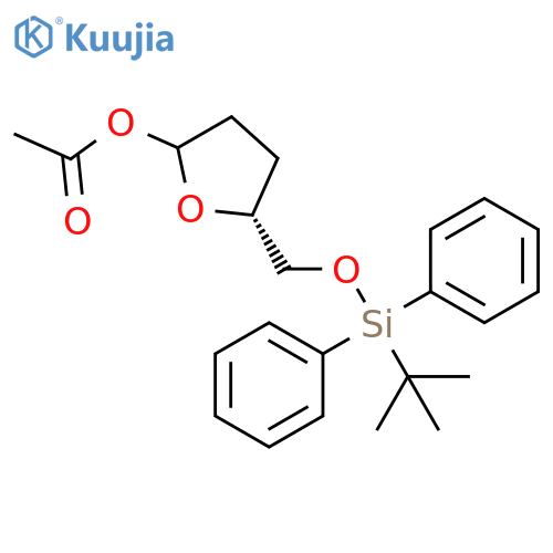 2-Furanol, 5-[[[(1,1-dimethylethyl)diphenylsilyl]oxy]methyl]tetrahydro-,acetate, (5R)- structure