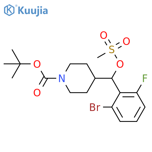 1-Boc-4-[(2-bromo-6-fluorophenyl)[(methylsulfonyl)oxy]methyl]piperidine structure