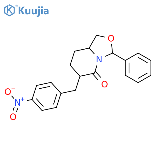 3H-Oxazolo[3,4-a]pyridin-5(1H)-one, tetrahydro-6-[(4-nitrophenyl)methyl]-3-phenyl-, (3R,6R,8aS)-rel- structure