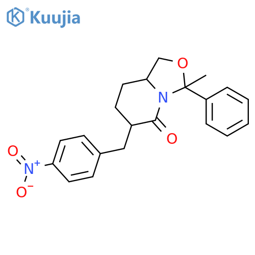 3H-Oxazolo[3,4-a]pyridin-5(1H)-one, tetrahydro-3-methyl-6-[(4-nitrophenyl)methyl]-3-phenyl-, (3R,6R,8aR)-rel- structure
