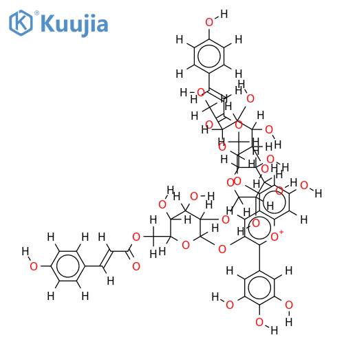 delphinidin 3-O-(2-O-(6-O-p-coumaroyl-beta-D-glucopyranosyl)-6-O-p-coumaroyl-beta-D-glucopyranoside)-5-O-beta-D-glucopyranoside structure