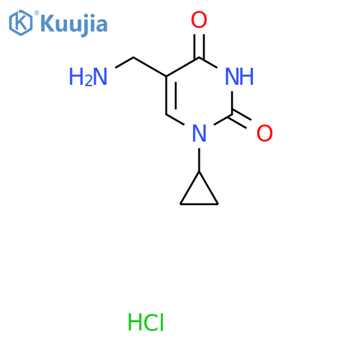 5-(aminomethyl)-1-cyclopropyl-1,2,3,4-tetrahydropyrimidine-2,4-dione hydrochloride structure