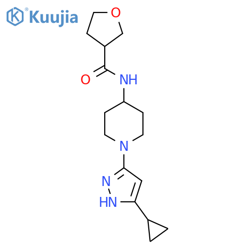 N-[1-(5-cyclopropyl-1H-pyrazol-3-yl)piperidin-4-yl]oxolane-3-carboxamide structure