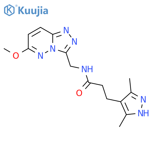 3-(3,5-dimethyl-1H-pyrazol-4-yl)-N-({6-methoxy-1,2,4triazolo4,3-bpyridazin-3-yl}methyl)propanamide structure
