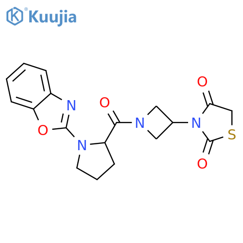3-[1-[1-(1,3-benzoxazol-2-yl)pyrrolidine-2-carbonyl]azetidin-3-yl]-1,3-thiazolidine-2,4-dione structure