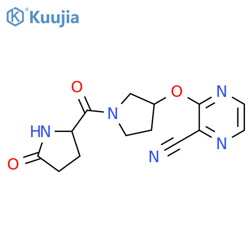 3-{[1-(5-oxopyrrolidine-2-carbonyl)pyrrolidin-3-yl]oxy}pyrazine-2-carbonitrile structure