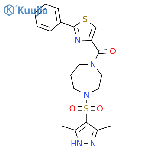 1-[(3,5-dimethyl-1H-pyrazol-4-yl)sulfonyl]-4-(2-phenyl-1,3-thiazole-4-carbonyl)-1,4-diazepane structure