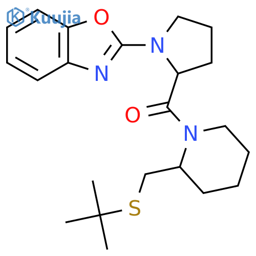 2-(2-{2-(tert-butylsulfanyl)methylpiperidine-1-carbonyl}pyrrolidin-1-yl)-1,3-benzoxazole structure
