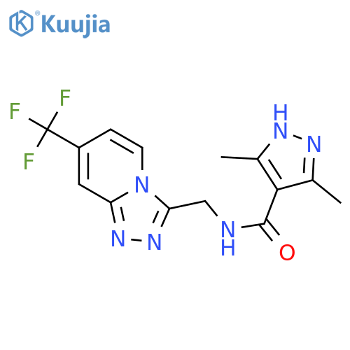 3,5-dimethyl-N-{[7-(trifluoromethyl)-[1,2,4]triazolo[4,3-a]pyridin-3-yl]methyl}-1H-pyrazole-4-carboxamide structure