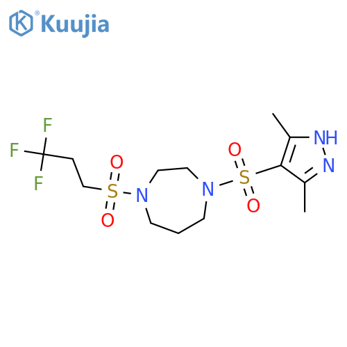 1-[(3,5-dimethyl-1H-pyrazol-4-yl)sulfonyl]-4-(3,3,3-trifluoropropanesulfonyl)-1,4-diazepane structure