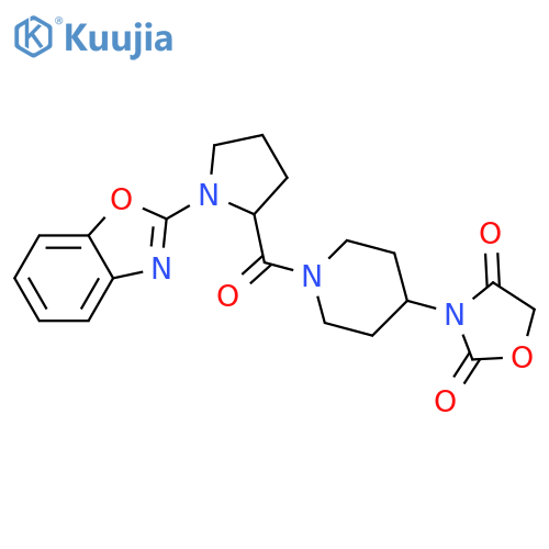 3-[1-[1-(1,3-benzoxazol-2-yl)pyrrolidine-2-carbonyl]piperidin-4-yl]-1,3-oxazolidine-2,4-dione structure