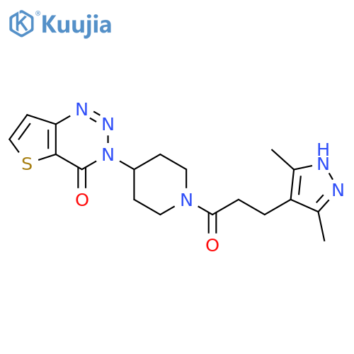 3-{1-3-(3,5-dimethyl-1H-pyrazol-4-yl)propanoylpiperidin-4-yl}-3H,4H-thieno3,2-d1,2,3triazin-4-one structure