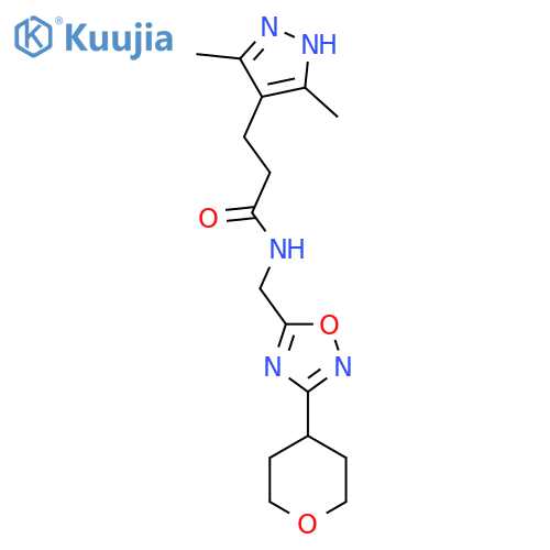 3-(3,5-dimethyl-1H-pyrazol-4-yl)-N-{[3-(oxan-4-yl)-1,2,4-oxadiazol-5-yl]methyl}propanamide structure