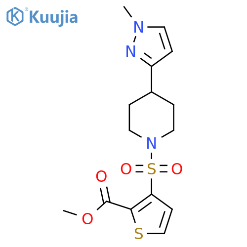 methyl 3-{[4-(1-methyl-1H-pyrazol-3-yl)piperidin-1-yl]sulfonyl}thiophene-2-carboxylate structure
