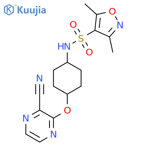 3,5-dimethyl-N-[(1r,4r)-4-[(3-cyanopyrazin-2-yl)oxy]cyclohexyl]-1,2-oxazole-4-sulfonamide structure