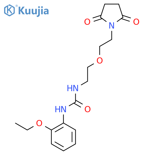 3-{2-2-(2,5-dioxopyrrolidin-1-yl)ethoxyethyl}-1-(2-ethoxyphenyl)urea structure