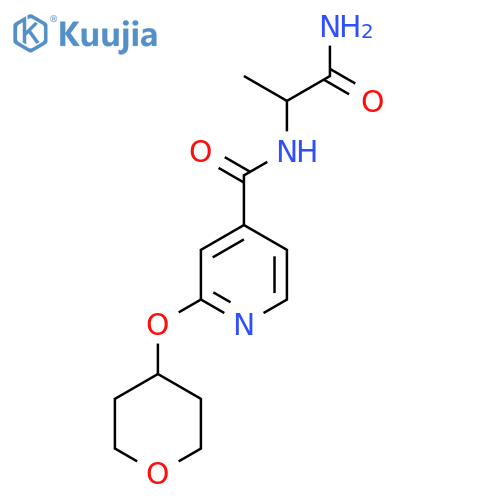 N-(1-amino-1-oxopropan-2-yl)-2-((tetrahydro-2H-pyran-4-yl)oxy)isonicotinamide structure