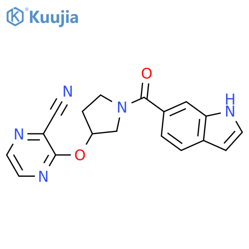 3-{[1-(1H-indole-6-carbonyl)pyrrolidin-3-yl]oxy}pyrazine-2-carbonitrile structure